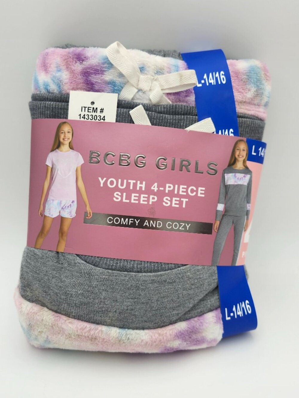 BCBG Girls Youth 4-Piece Cozy Sleep Set Pajamas NWT